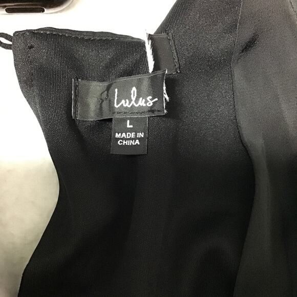 LULU'S SZ L Black Fabulous Class Short Sleeve Wide-Leg Belted Jumpsuit NEW B76 - Picture 8 of 11